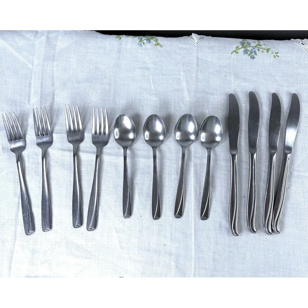 Dixon Steel Smiths Japan Stainless Flatware 12pc Set Swirl Handle Service for 4